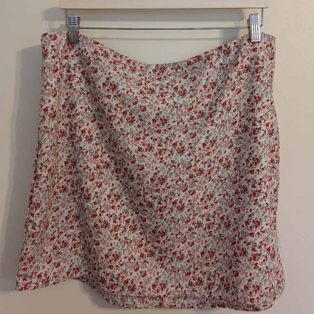 Pink Lily Floral Print Mini Skirt 3XL